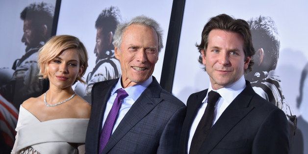 NEW YORK, NY - DECEMBER 15: (L-R) Sienna Miller, Clint Eastwood and Bradley Cooper arrive at the 'American Sniper' New York Premiere at Frederick P. Rose Hall, Jazz at Lincoln Center on December 15, 2014 in New York City. (Photo by Theo Wargo/Getty Images)