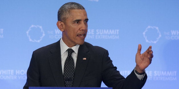 WASHINGTON, DC - FEBRUARY 19: U.S. President Barack Obama addresses the White House Summit on Countering Violent Extremism February 19, 2015 in Washington, DC. Obama's remarks focused on countering the adoption of the world's youth to extremist ideologies. (Photo by Win McNamee/Getty Images)