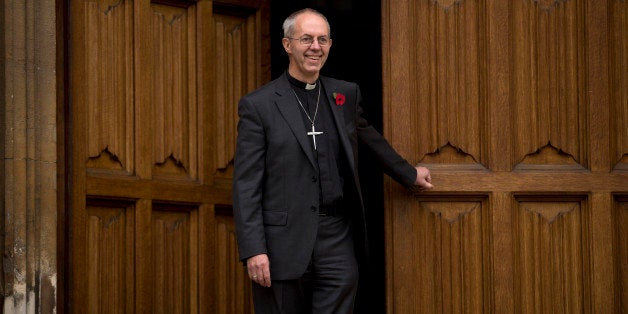 Britain's bishop of Durham Justin Welby poses for photographers after a news conference following the announcement he will become the next archbishop of Canterbury at Lambeth Palace in London, Friday, Nov. 9, 2012. The former oil executive with experience in conflict resolution has been chosen to lead a global Anglican Communion riven by sharply divided views on gay people and their place in the church. Britain's Prime Minister David Cameron announced Friday that Justin Welby, 56, a fast-rising priest with only a year's experience as a bishop, had been picked to succeed Rowan Williams as archbishop of Canterbury, spiritual leader of the world's 77 million Anglicans. (AP Photo/Matt Dunham)