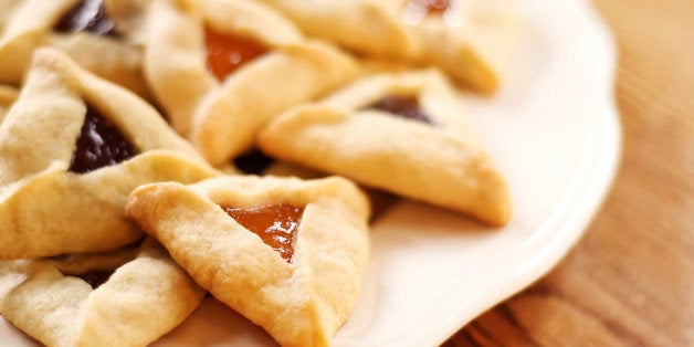 Traditional hamantaschen cookies for the Jewish festival of Purim.