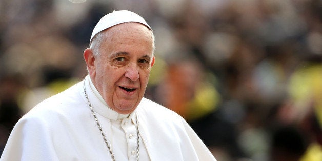 VATICAN CITY, VATICAN - MARCH 04: Pope Francis attends his weekly audience in St. Peter's Square on March 4, 2015 in Vatican City, Vatican. Speaking to the crowds gathered in St Peter's Square for the weekly General Audience the Pope continued in his series of teachings on the family, focusing this time on the role of grandparents. (Photo by Franco Origlia/Getty Images)