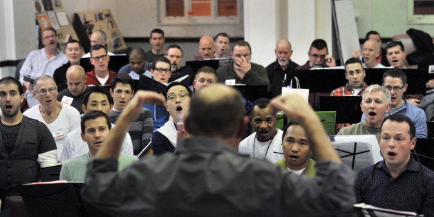 WASHINGTON, DC - NOVEMBER 20 Jeff Buhrman, artistic director, leads the Gay Men's Chorus of Washington D.C. - the largest of its kind in the nation - during rehearsal for their December holiday concert at New York Avenue Presbyterian Church on November 20, 2011, in Washington, DC. (photo by Jahi Chikwendiu/The Washington Post via Getty Images)