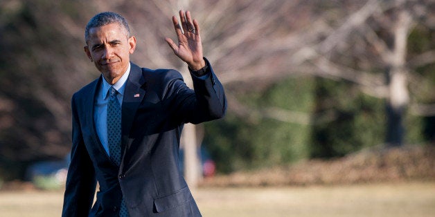 WASHINGTON, DC - MARCH 18: U.S. President Barack Obama arrives on the South Lawn of the White House March 18, 2015 in Washin