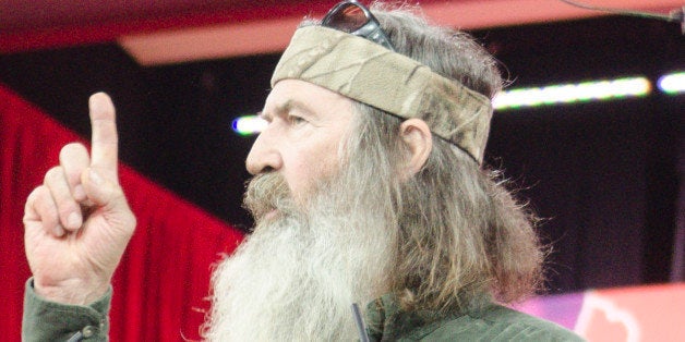 NATIONAL HARBOR, MD - FEBRUARY 27: Phil Robertson of A&E's Duck Dynasty addresses the 42nd annual Conservative Political Action Conference (CPAC) at the Gaylord National Resort Hotel and Convention Center on February 27, 2015 in National Harbor, Maryland. Conservative activists attended the annual political conference to discuss their agenda. (Photo by Kris Connor/Getty Images)