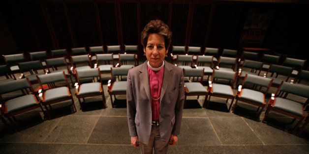 Episcopal Presiding Bishop Katharine Jefferts Schori poses for a portrait in the Episcopal Church national headquarters in New York Wednesday July 2, 2008. Schori was installed as head of the U.S. church less than two years ago, inheriting a mess not of her own making. (AP Photo/ Ed Ou)