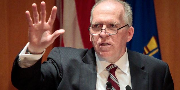 Director of the Central Intelligence Agency (CIA) John O. Brennan, speaks during a forum at the International Conference on Cyber Security (ICCS) on Thursday, Aug. 8, 2013, at Fordham University in New York. (AP Photo/Bebeto Matthews)