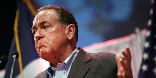 WAUKEE, IA - APRIL 25: Former Arkansas Governor Mike Huckabee speaks to guests gathered at the Point of Grace Church for the Iowa Faith and Freedom Coalition 2015 Spring Kickoff on April 25, 2015 in Waukee, Iowa. The Iowa Faith & Freedom Coalition, a conservative Christian organization, hosted 9 potential contenders for the 2016 Republican presidential nominations at the event. (Photo by Scott Olson/Getty Images)