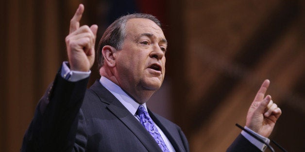 NATIONAL HARBOR, MD - MARCH 07: Former Arkansas Governor Mike Huckabee speaks during the second day of the Conservative Political Action Conference at the Gaylord International Hotel and Conference Center March 7, 2014 in National Harbor, Maryland. The CPAC annual meeting brings together conservative politicians, pundits and their supporters for speeches, panels and classes. (Photo by Chip Somodevilla/Getty Images)