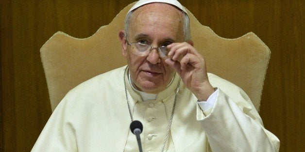 Pope Francis launches the 68th General Assembly of the Italian Episcopal Conference on May 18, 2015 at the Vatican. AFP PHOTO / ANDREAS SOLARO (Photo credit should read ANDREAS SOLARO/AFP/Getty Images)