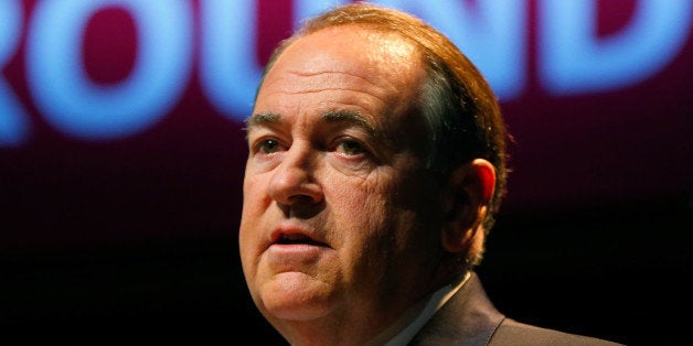 HOPE, AR - MAY 05: Former Arkansas Gov. Mike Huckabee speaks as he officially announces his candidacy for the 2016 Presidential race on May 5, 2015 in Hope, Arkansas. Huckabee, a Republican, previously ran for the presidency in 2008. (Photo by Matt Sullivan/Getty Images)