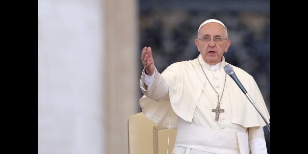 Pope Francis gives an audience to the participants at the Convention of Rome Diocese at St Peter's square on June 14, 2015 at