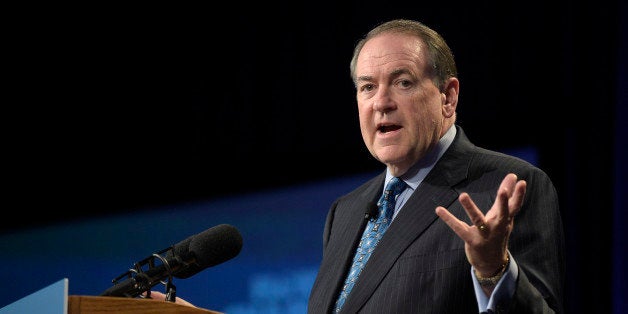 Republican presidential candidate, former Arkansas Gov. Mike Huckabee addresses attendees during Rick Scott's Economic Growth Summit in Lake Buena Vista, Fla., Tuesday, June 2, 2015. (AP Photo/Phelan M. Ebenhack)