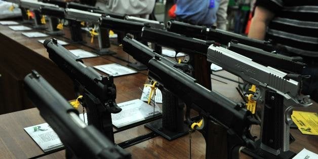 Ruger .45 semi-automatic pistols seen during the142nd annual National Rifle Association(NRA) convention at the George R. Brown Convention Center May 4, 2013 in Houston, Texas. AFP PHOTO / Karen BLEIER (Photo credit should read KAREN BLEIER/AFP/Getty Images)