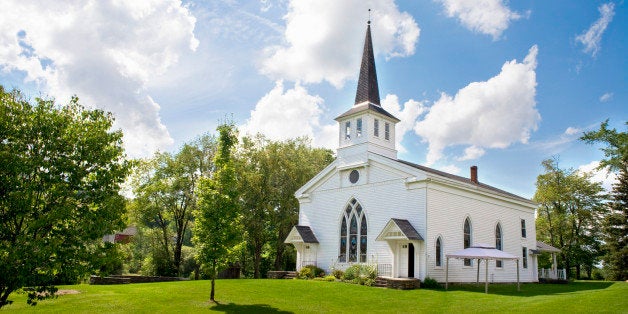 Facade of a church, East Meredith, New York State, USA