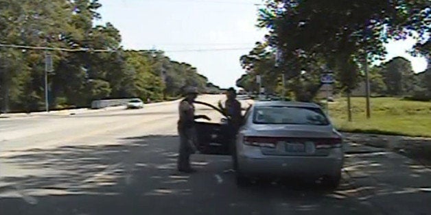 In this July 10, 2015, frame from dashcam video provided by the Texas Department of Public Safety, trooper Brian Encinia arrests Sandra Bland after she became combative during a routine traffic stop in Waller County, Texas. Bland was taken to the Waller County Jail that day and was found dead in her cell on July 13. (Texas Department of Public Safety via AP)