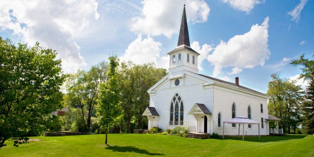 Facade of a church, East Meredith, New York State, USA