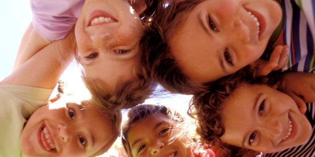 Children in a huddle