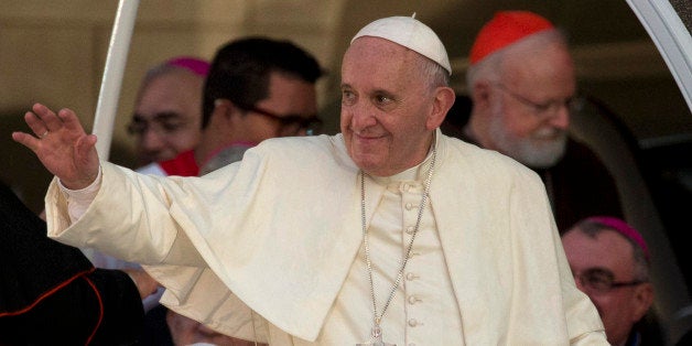 Pope Francis leaves after a meeting with a group of Cuban youth in Havana, Cuba, Sunday Sept. 20, 2015. Pope Francis met with