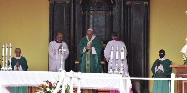 REVOLUTION SQUARE, HAVANA, CUBA - 2015/09/20: Pope Francis or Papa Francisco offers the first Catholic mass in the Revolution