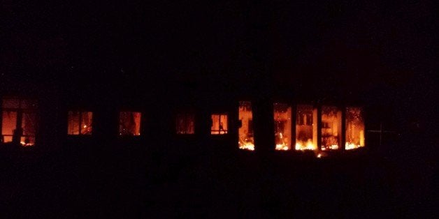 KUNDUZ, AFGHANISTAN -OCTOBER 03: Fire at Doctors Without Borders (MSF) after a US airstrike on MSF hospital in Kunduz, Afghan