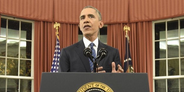 WASHINGTON, DC - DECEMBER 6: U.S. President Barack Obama addresses the country from the Oval Office on December 6, 2015 in Wa