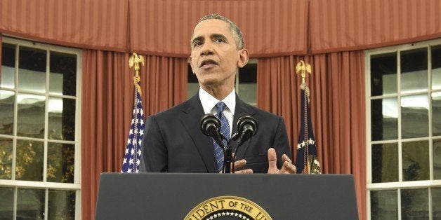 WASHINGTON, DC - DECEMBER 6: U.S. President Barack Obama addresses the country from the Oval Office on December 6, 2015 in Washington, DC. President Obama is addressing the terrorism threat to the United States and the recent attack in San Bernardino, California. (Photo by Saul Loeb-Pool/Getty Images)