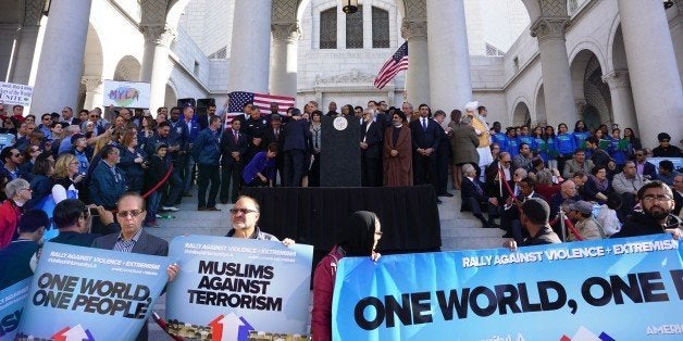 LOS ANGELES, UNITED STATES - DECEMBER 13: Hundreds of Californians, mostly including Muslims, gather during a protest against