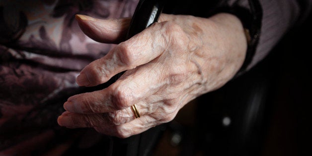 old hands of lady in care home