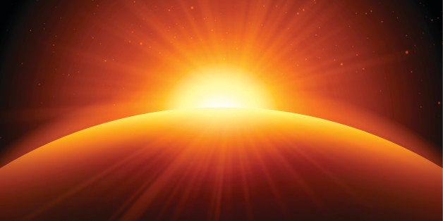 Abstract globe earth edge sunrise background concept. EPS 10 file. Transparency effects used on highlight elements.