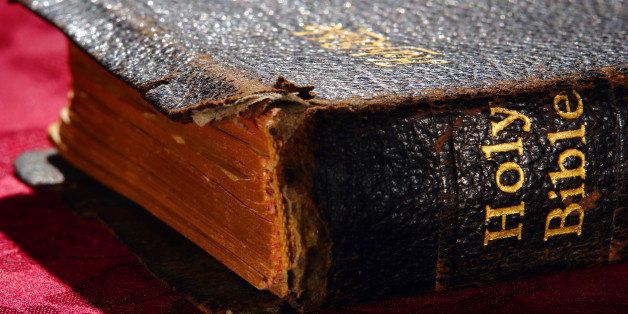 old and damaged holy bible...