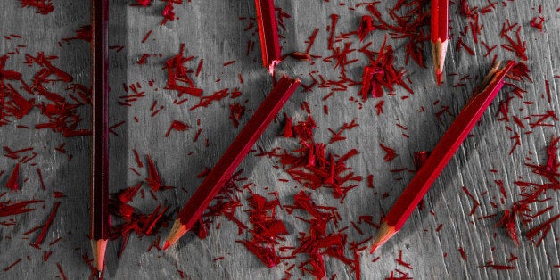 A representation with red pencils of the jihadism terrorism of the Charlie Hebdo and the never surrender attitude. Je Suis Ch