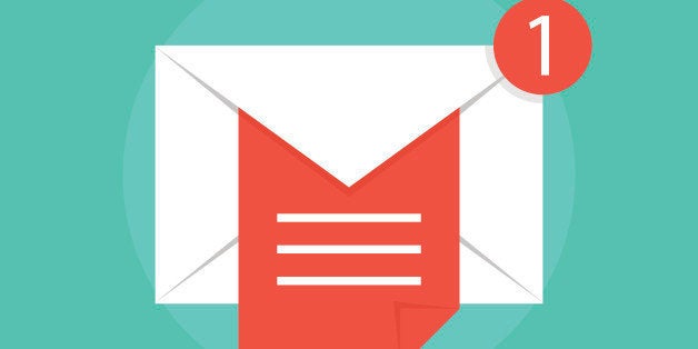 mail notice with white letter and red sheet. concept of support, spam, document, counter incoming, mobile apps. isolated on g