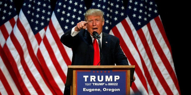 Republican U.S. presidential candidate Donald Trump speaks at a campaign rally in Eugene, Oregon, U.S., May 6, 2016. REUTERS/Jim Urquhart 