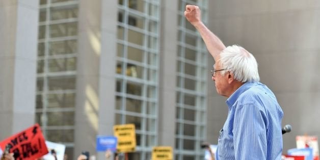 Democratic presidential candidate Bernie Sanders speaks to supporters during a rally for local union members in San Francisco, California on May 18, 2016. / AFP / JOSH EDELSON (Photo credit should read JOSH EDELSON/AFP/Getty Images)