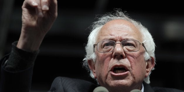 Democratic presidential candidate, Sen. Bernie Sanders, I-Vt., speaks during a campaign rally Tuesday, May 3, 2016, in Louisville, Ky. (AP Photo/Charlie Riedel)