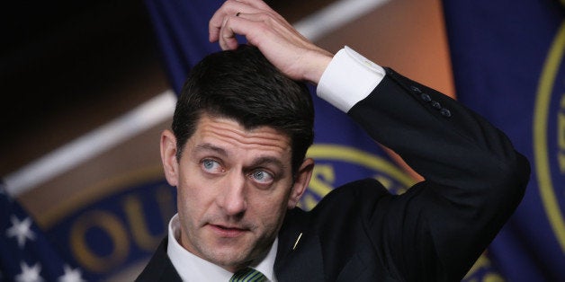 WASHINGTON, DC - APRIL 21: House Speaker Paul Ryan (R-WI) speaks to the media during his weekly news conference on Capitol Hill, on April 21, 2016 in Washington, DC. In a recent interview Ryan vowed there would be no government shutdown despite party divisions. (Photo by Mark Wilson/Getty Images)