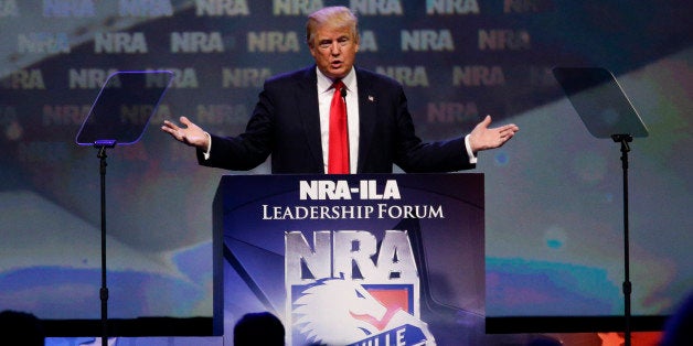 Republican presidential candidate Donald Trump speaks at the NRA Leadership Forum on Friday, May 20, 2016, in Louisville, Ky. (Mark Cornelison/Lexington Herald-Leader/TNS via Getty Images)