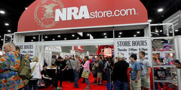 NRA members stand in long lines as the shop at the NRA Store at the National Rifle Association's (NRA) annual meetings & exhi