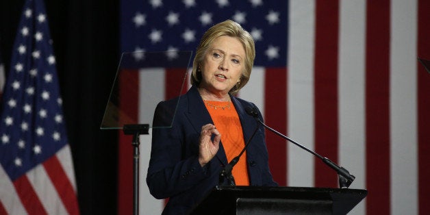 US Democratic presidential candidate Hillary Clinton speaks at a campaign rally in Balboa Park on June 2, 2016 in San Diego, California. Clinton said rival Donald Trump's foreign policy is dangerously incoherent and labeling him unfit for office. / AFP / DAVID MCNEW (Photo credit should read DAVID MCNEW/AFP/Getty Images)