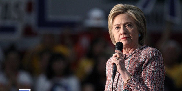 Democratic presidential candidate Hillary Clinton speaks at an event at the UFCW Union Local 324 on May 25, 2016 in Buena Park, California. / AFP / Tommaso Boddi (Photo credit should read TOMMASO BODDI/AFP/Getty Images)