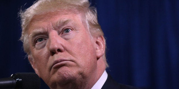 BISMARCK, ND - MAY 26: Republican presidential candidateDonald Trump speaks to the media before a rally on May 26, 2016 in Bismarck, North Dakota. According to a delegate count released Thursday, Trump has reached the number of delegates needed to win the GOP presidential nomination. (Photo by Spencer Platt/Getty Images)