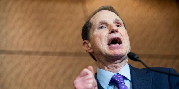 UNITED STATES - APRIL 26: Sen. Ron Wyden (D-OR) participates in the news conference with survivors of sexual assault to urge the Senate to pass the Campus Accountability and Safety Act on Tuesday, April 26, 2016. (Photo By Bill Clark/CQ Roll Call)