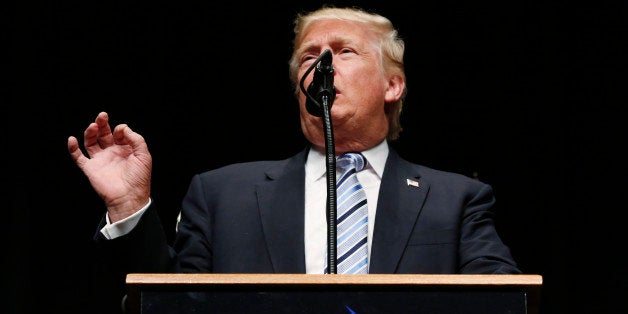 Republican U.S. presidential candidate Donald Trump speaks at the Williston Basin Petroleum Conference in Bismarck, North Dakota, U.S., May 26, 2016. REUTERS/Jonathan Ernst