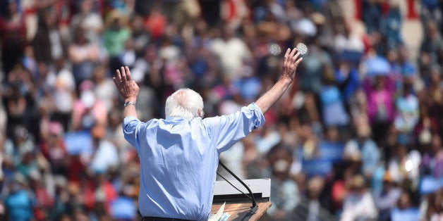 SANTA MARIA, CA- MAY 28: Presidential candidate, Bernie Sanders speaks at a rally at Santa Maria High School on Saturday May 28, 2016 in Santa Maria, CA. The primary in California is June 7th. (Photo by Matt McClain/ The Washington Post via Getty Images)