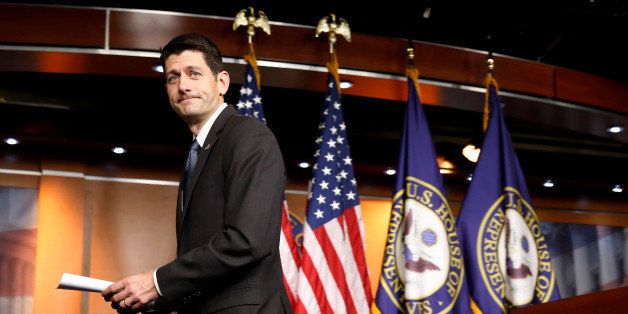 Speaker of the House Paul Ryan walks from the lectern after speaking to reporters in the U.S.Capitol in Washington, U.S. May 19, 2016. REUTERS/Kevin Lamarque 