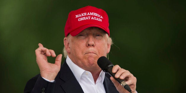 Republican presedential candidate Donald Trump speaks during an event at the annual Rolling Thunder 'Ride for Freedom' parade ahead of Memorial Day in Washington, DC, on May 29, 2016. / AFP / Andrew Caballero-Reynolds (Photo credit should read ANDREW CABALLERO-REYNOLDS/AFP/Getty Images)