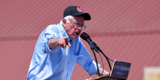 Democratic presidential candidate Sen. Bernie Sanders, I-Vt., speaks at a campaign rally, Saturday, May 28, 2016, in Santa Ma