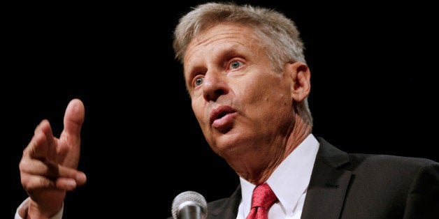 Libertarian Party presidential candidate Gary Johnson gives acceptance speech during National Convention held at the Rosen Centre in Orlando, Florida, May 29, 2016. REUTERS/Kevin Kolczynski