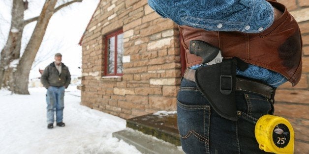 BURNS, OR - JANUARY 07 : Ryan Bundy's gun is seen at the occupied Malheur National Wildlife Refuge on the sixth day of the o