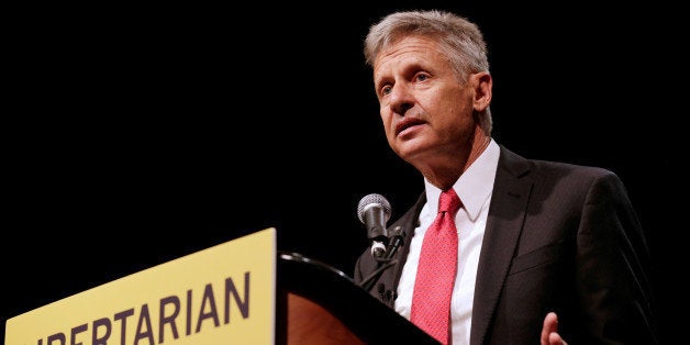 Libertarian Party presidential candidate Gary Johnson gives acceptance speech during National Convention held at the Rosen Ce